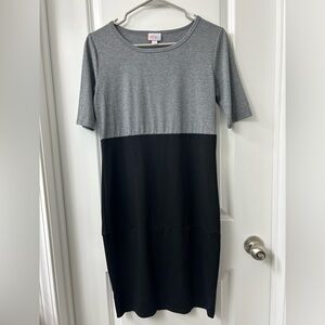 NWOT Lularoe beautiful black and gray color block  dress, size S